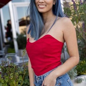 Red revolve superdown bodysuit